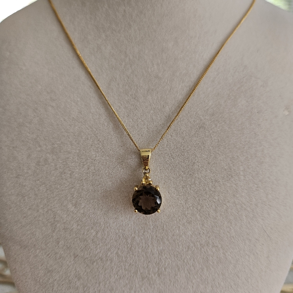 Smoky Quartz With Citrine Accent Gold Over 925 Silver Set - Picture 9 of 16